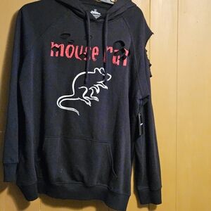 Ripple Junction Black Hoodie with Red and White Design